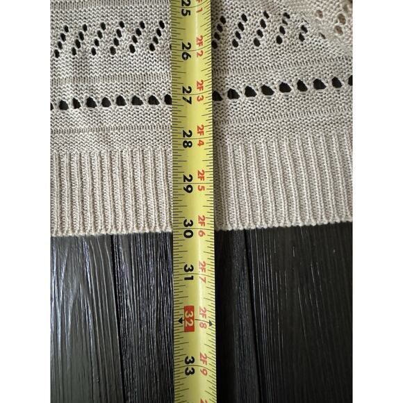 Maurices Knit Cardigan Open Front Cream Long Sleeves With Tie Ups Boho Beach LG - Picture 8 of 8